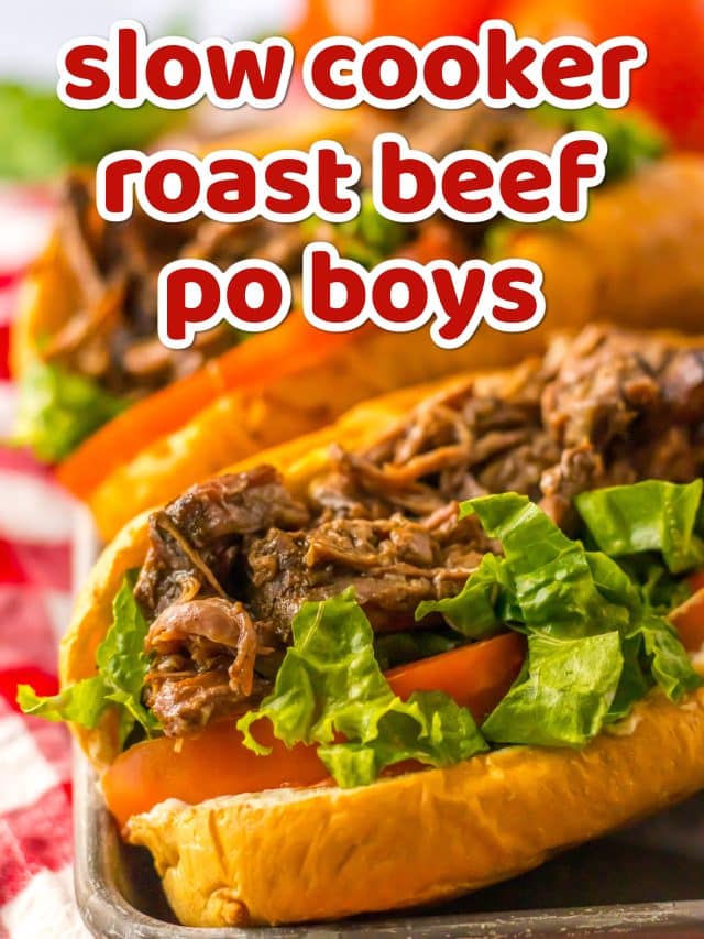 Slow Cooker Roast Beef Po Boys graphic