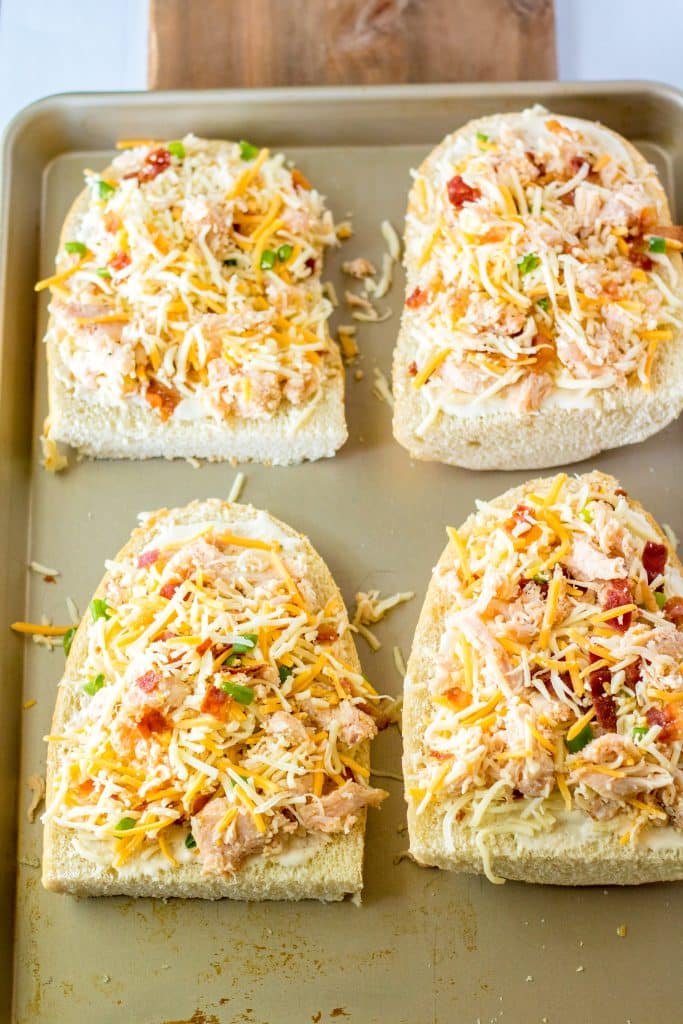 Chicken Bacon Ranch Mummy Pizza on tray