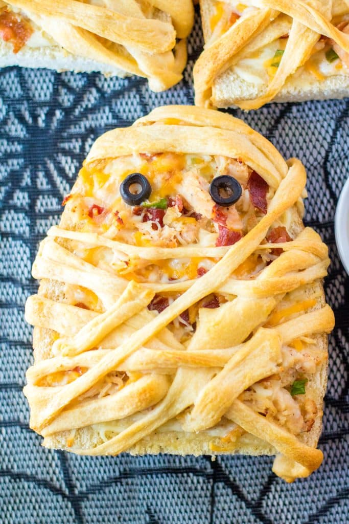 Chicken Bacon Ranch Mummy Pizza plated