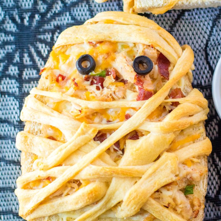 Chicken Bacon Ranch Mummy Pizza plated