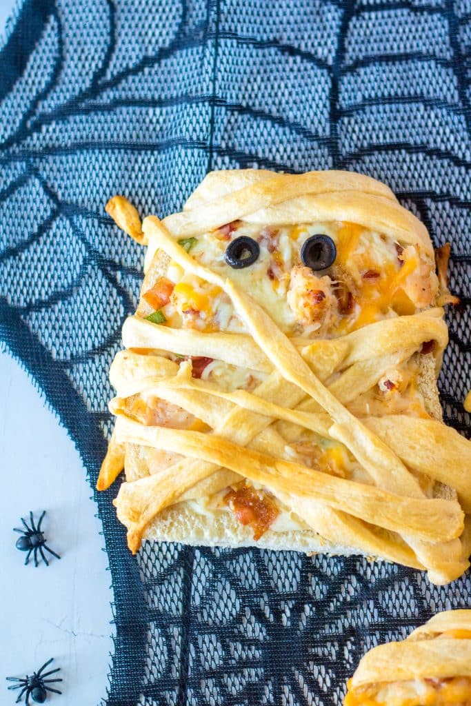 Chicken Bacon Ranch Mummy Pizza plated