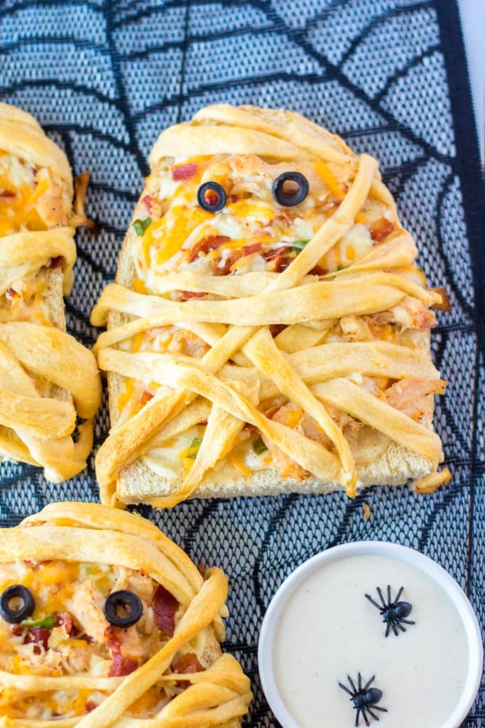 Chicken Bacon Ranch Mummy Pizza plated