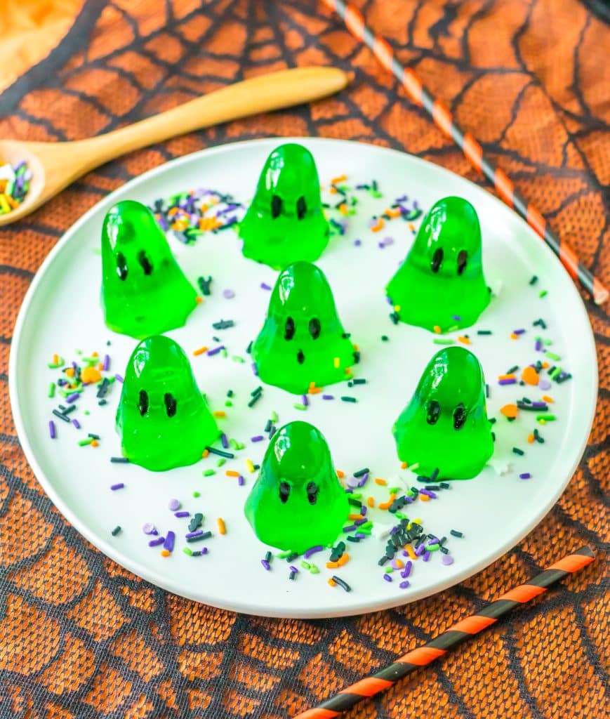 Ghost Jello Shots plated