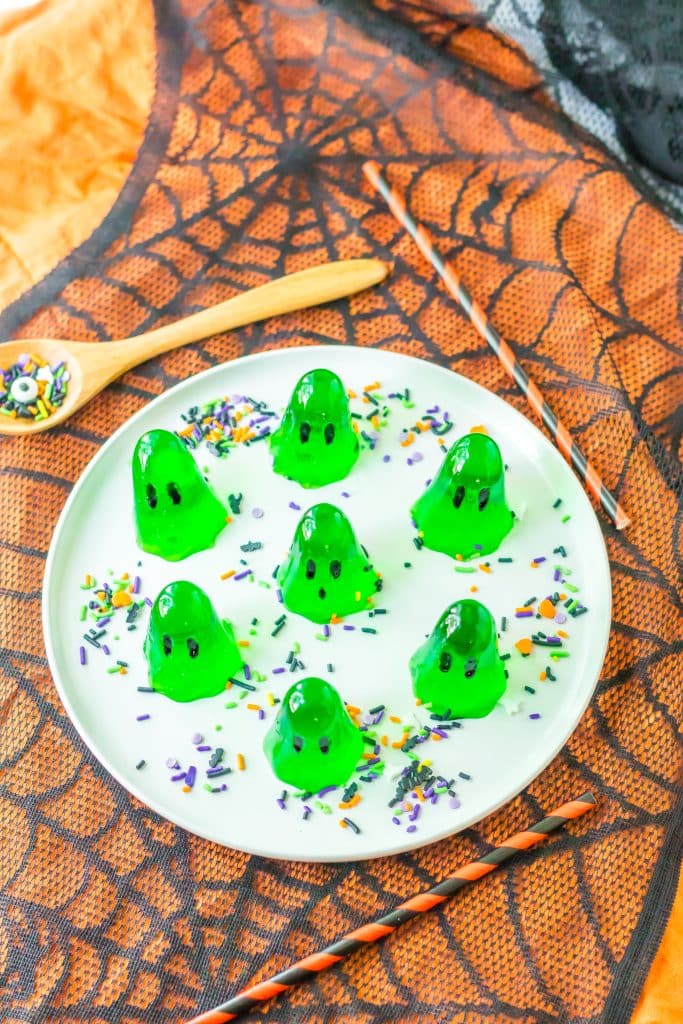 Ghost Jello Shots plated