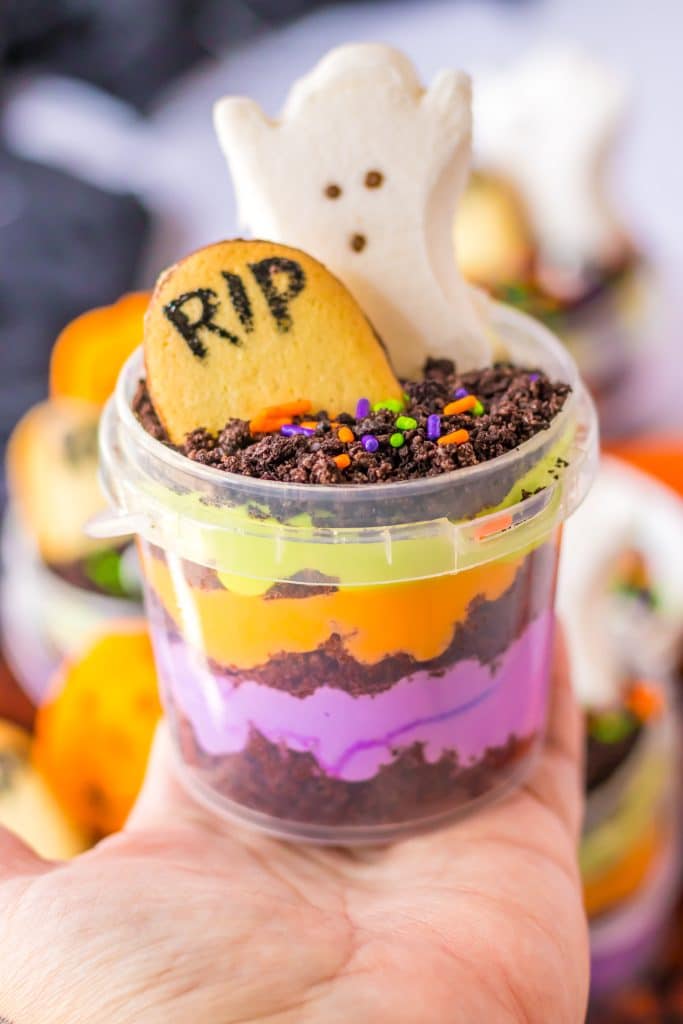 Graveyard Pudding Cups finished