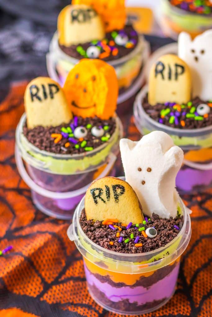 Graveyard Pudding Cups finished