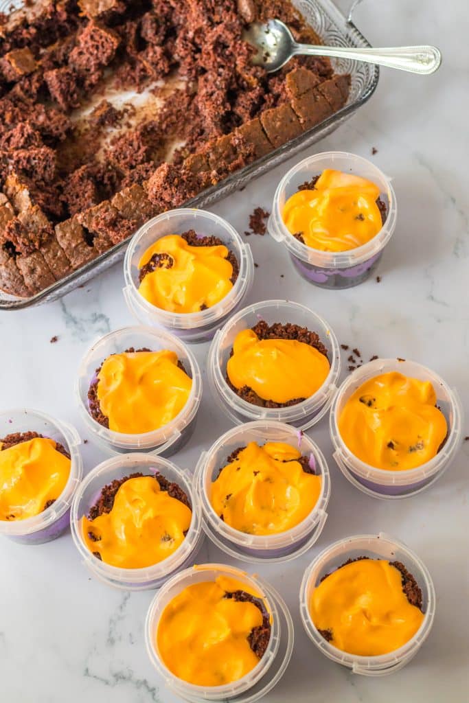 Graveyard Pudding Cups orange layer