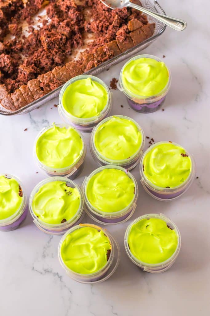 Graveyard Pudding Cups green layer