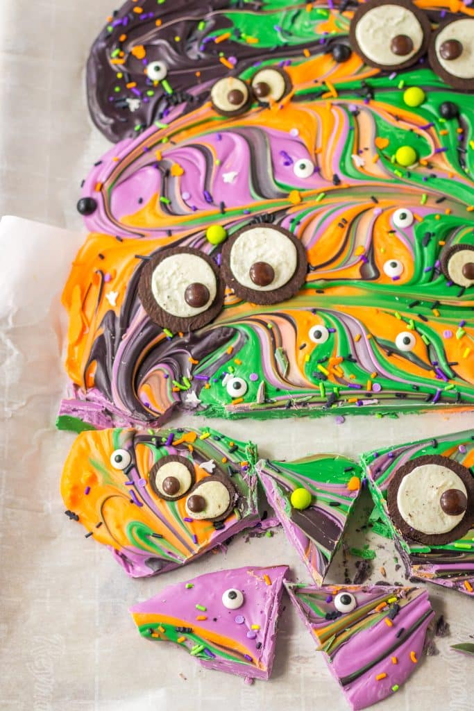 Halloween Bark with eyes