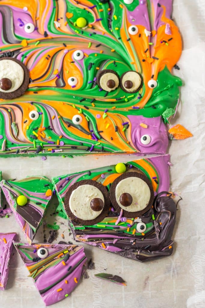 Halloween Bark with eyes