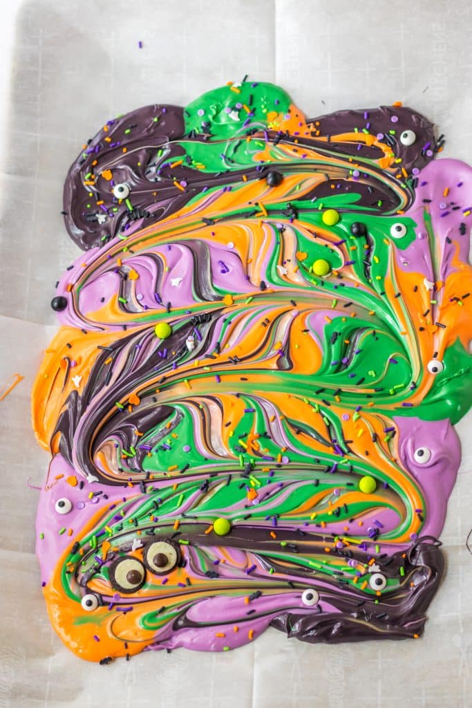 Halloween Bark being made