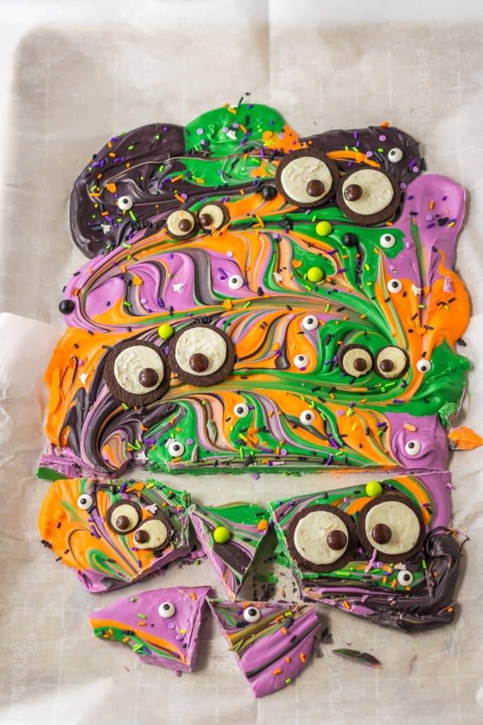 Halloween Bark with eyes