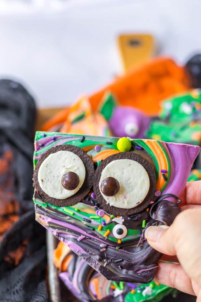 Halloween Bark in hand