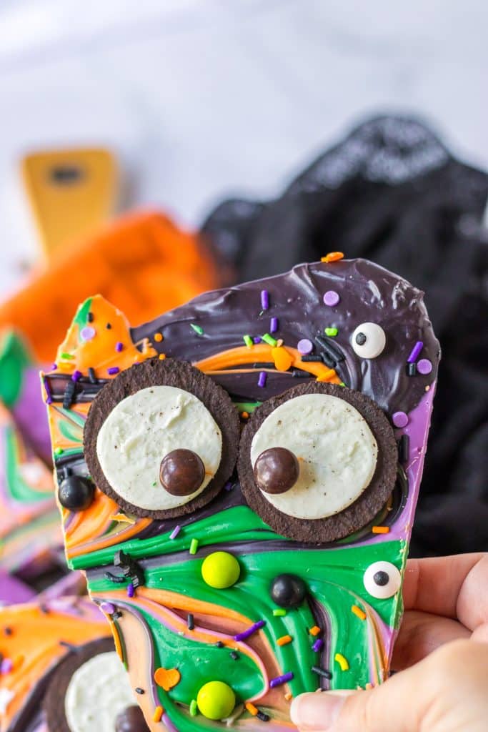 Halloween Bark in hand