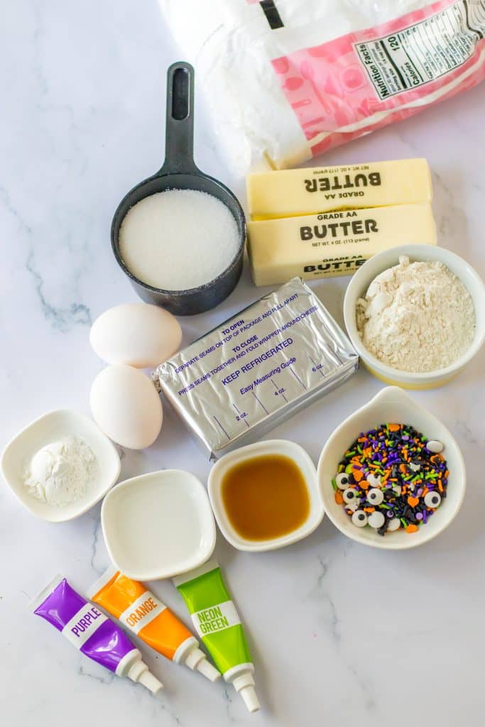 Halloween Sugar Cookie Bars ingredients