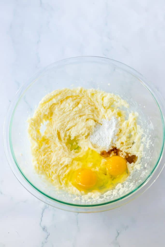 Halloween Sugar Cookie Bars ingredients in bowl