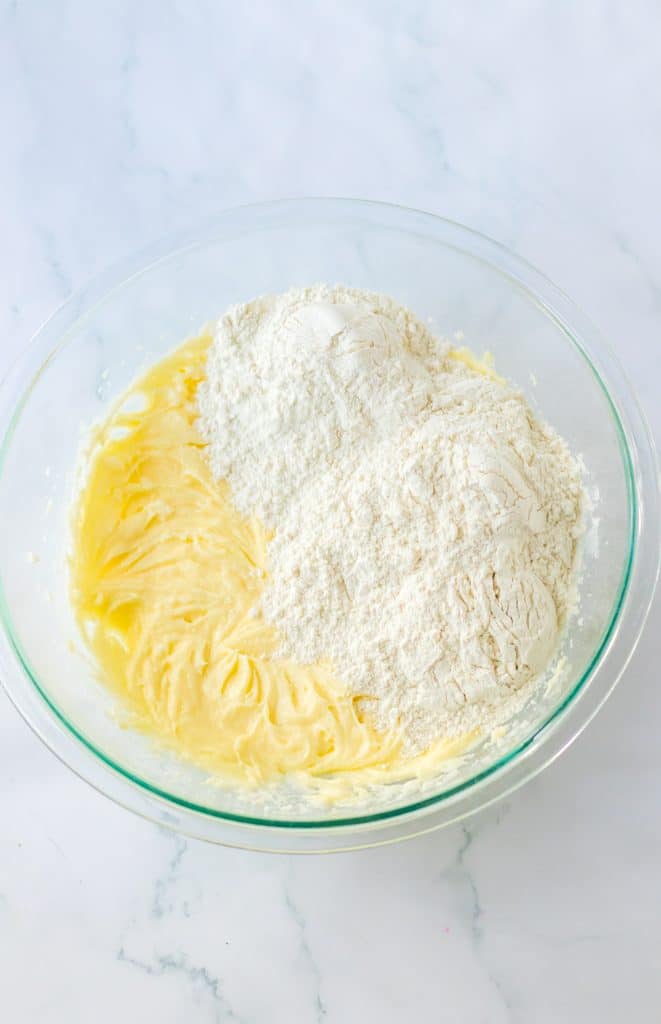 Halloween Sugar Cookie Bars ingredients in bowl