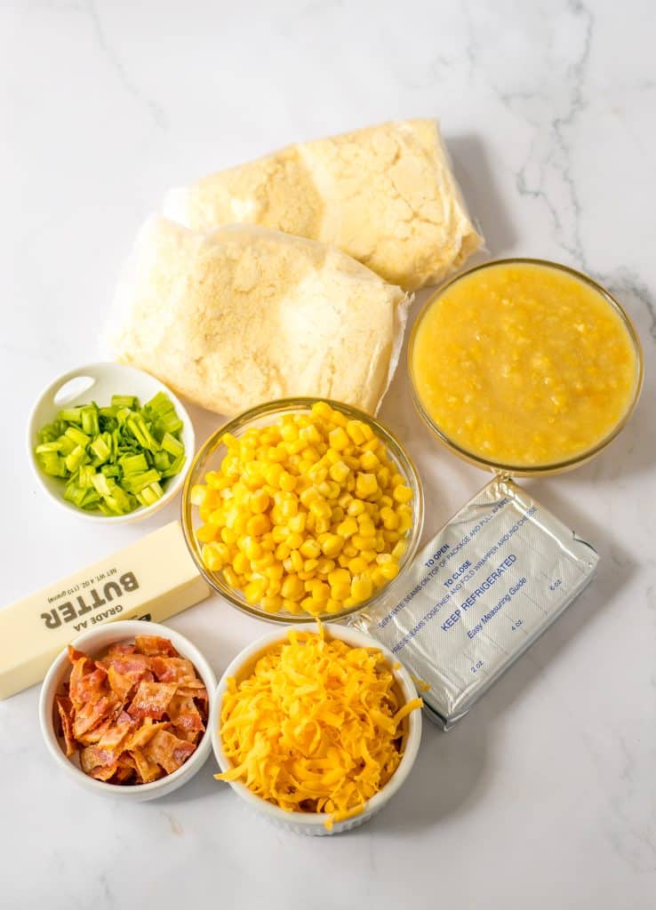 Loaded Cornbread Casserole ingredients