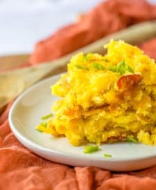 Loaded Cornbread Casserole plated