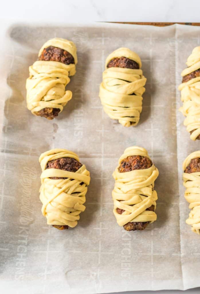 Mummy Meatballs uncooked