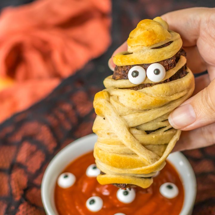 Mummy Meatballs in hand