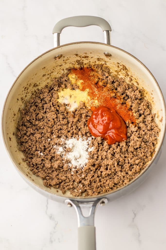Homemade Cheeseburger Hamburger Helper in pot