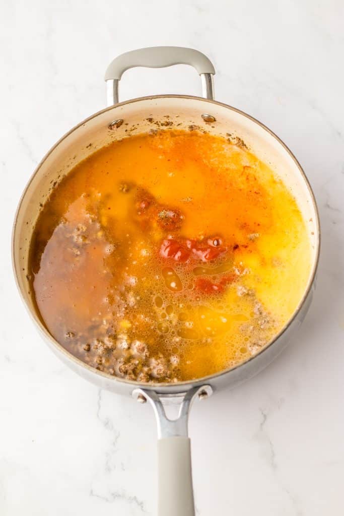 Homemade Cheeseburger Hamburger Helper in pot