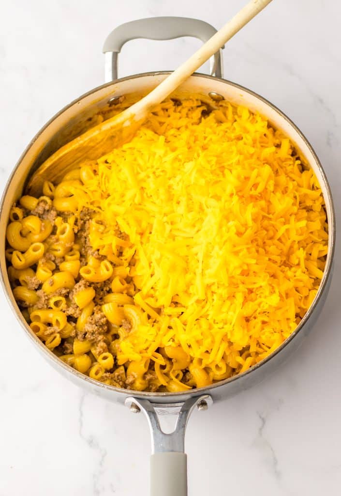 Homemade Cheeseburger Hamburger Helper in pot