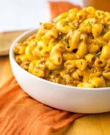 Homemade Cheeseburger Hamburger Helper plated