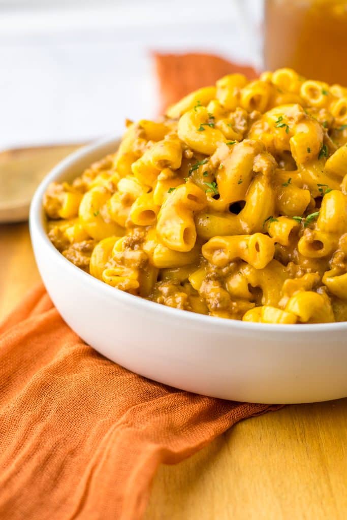 Homemade Cheeseburger Hamburger Helper plated