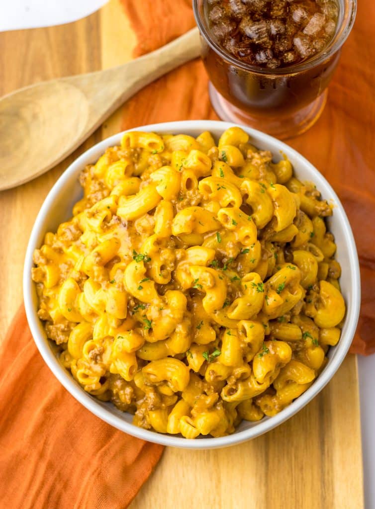 Homemade Cheeseburger Hamburger Helper plated