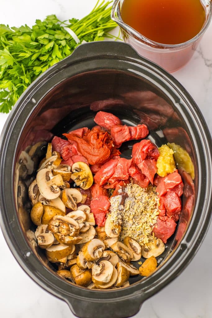 Slow Cooker Beef Stroganoff Soup ingredients