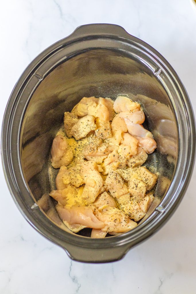 Slow Cooker Cheesy Chicken Rice in slow cooker