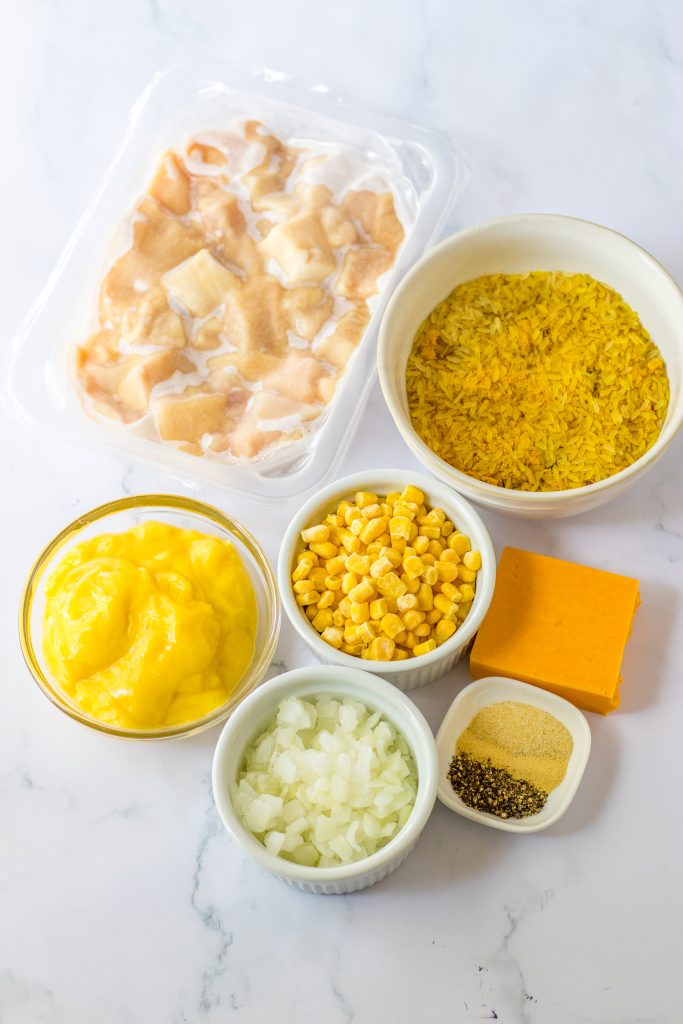 Slow Cooker Cheesy Chicken Rice ingredients