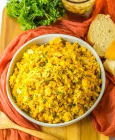 Slow Cooker Cheesy Chicken Rice plated