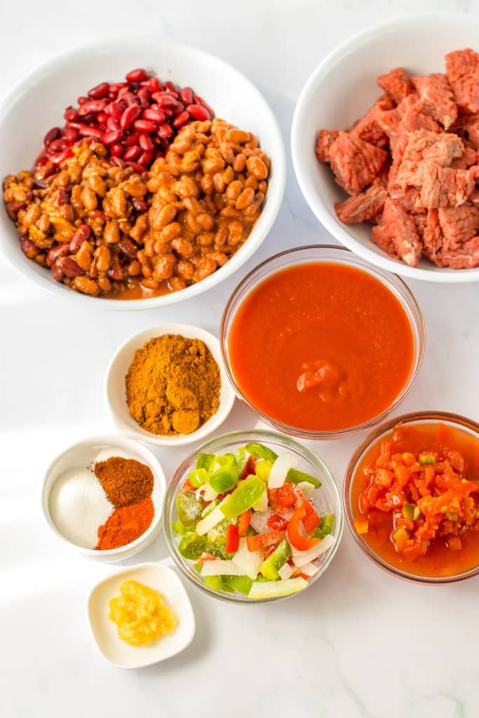 Slow Cooker Cube Steak Chili ingredients
