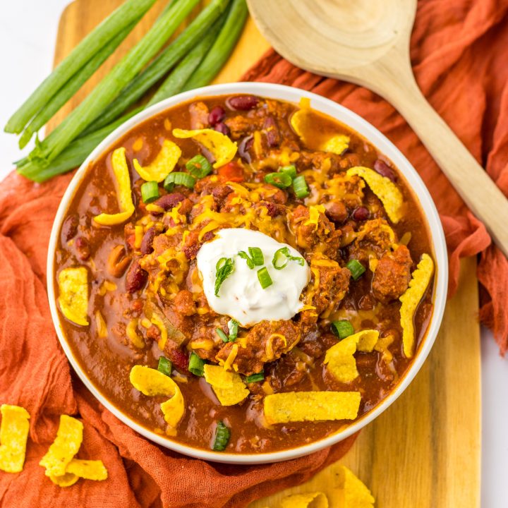 Slow Cooker Cube Steak Chili plated