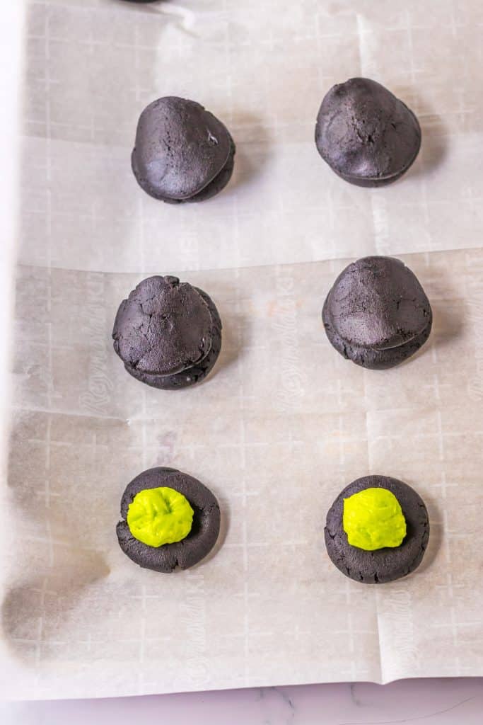 Stuffed Black Velvet Cookies cookie dough filled