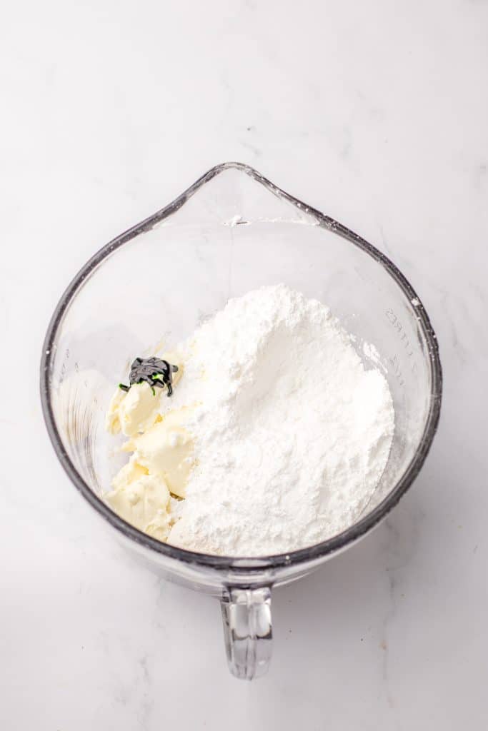 Stuffed Black Velvet Cookies ingredients in bowl