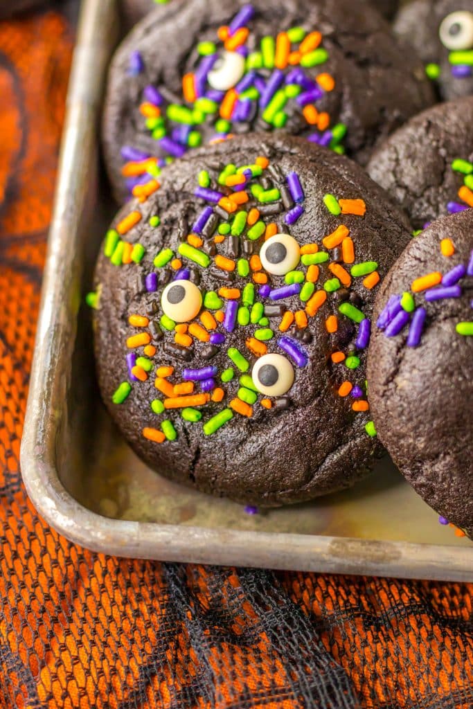 Stuffed Black Velvet Cookies close up