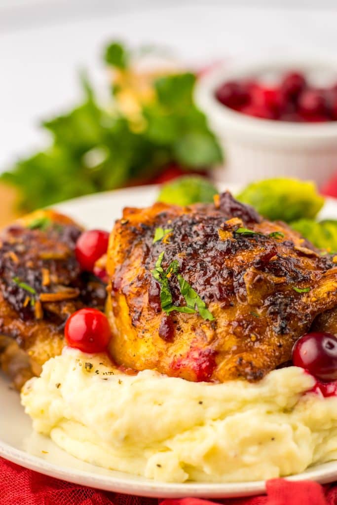 Cranberry Chicken Thighs plated