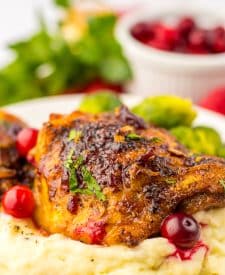 Cranberry Chicken Thighs plated