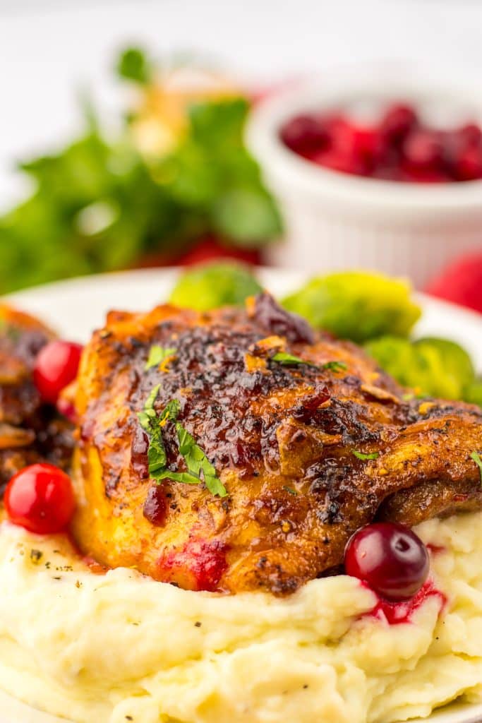 Cranberry Chicken Thighs plated
