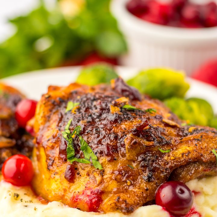 Cranberry Chicken Thighs plated