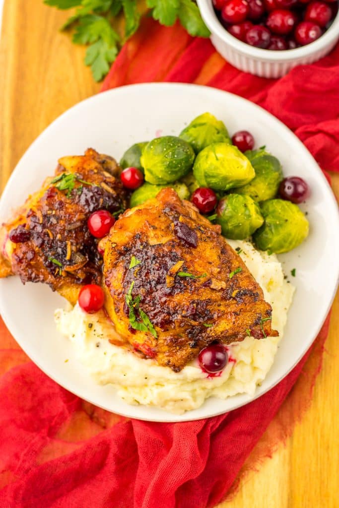 Cranberry Chicken Thighs plated