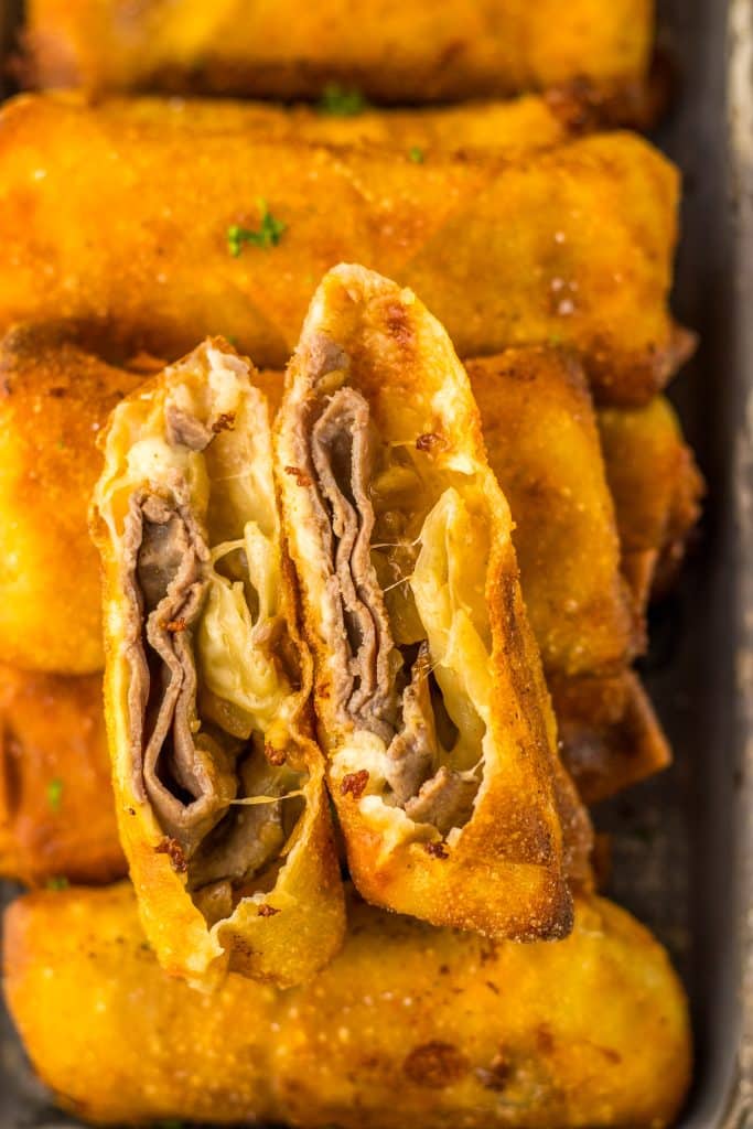 French Dip Egg Rolls plated