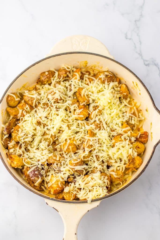 Garlic Parm Chicken & Potatoes with cheese