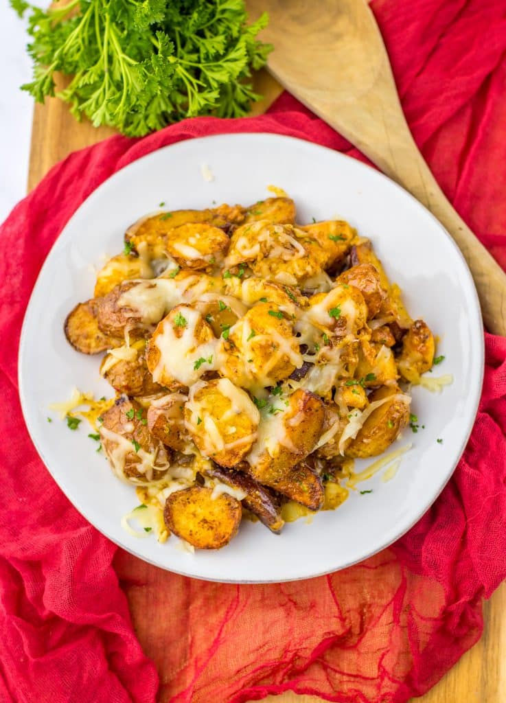 Garlic Parm Chicken & Potatoes plated