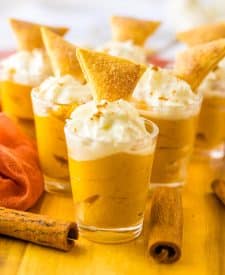 Pumpkin Pie Pudding Shots on tray
