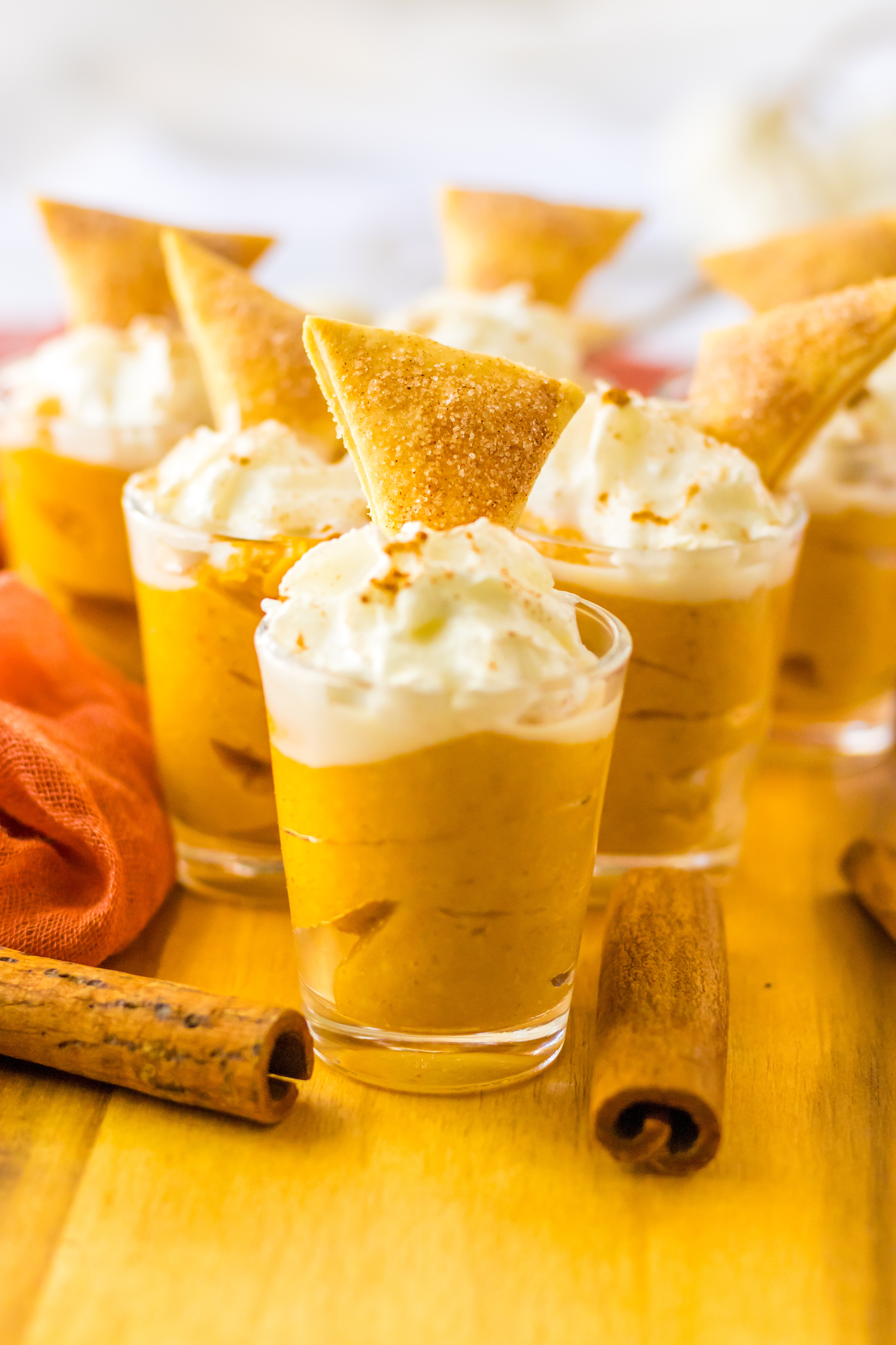 Pumpkin Pie Pudding Shots on tray